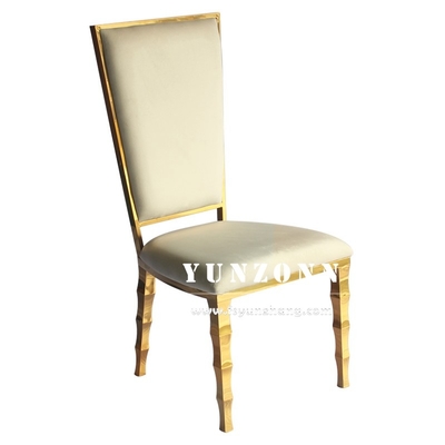 독특한 Bambu Shape Legs Hotel Banquet Chair 금 스테인레스 스틸 웨딩 체이저 이벤트 파티 대여