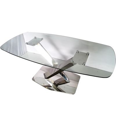 좋은 가격 유리 식탁 레스토랑 스테인레스 스틸 식탁 세트 테이블과 의자 온라인으로