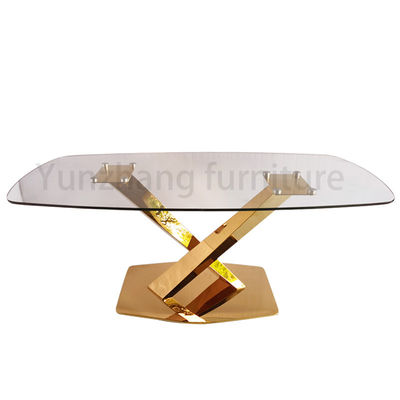 좋은 가격 직사각형 설계 유리 상단 식탁은 템퍼링된 SS201 기지 가정용 가구를 깨끗이 합니다 온라인으로