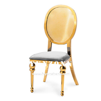 좋은 가격 중동 시장 식탁 가구 잔치 파티 스테인리스 스틸 의자 금색 럭셔리 웨딩 의자 온라인으로
