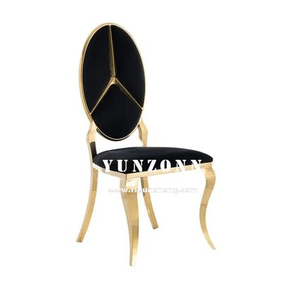 좋은 가격 핫 판매 펑시 벤츠 디자인 뒷면 식탁 가구 금 스테인레스 스틸 잔치 의자 호텔 결혼식 파티 온라인으로