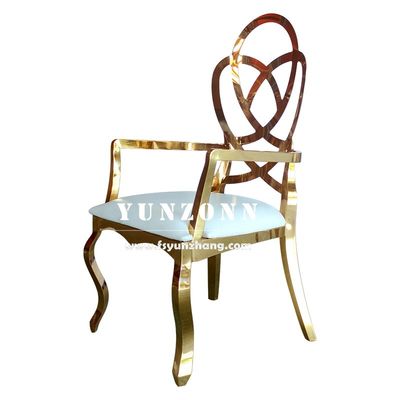 좋은 가격 화려한 웨딩 가구 로즈 조각 등받이 호텔 레스토랑 의자 골드 스테인리스 스틸 연회 의자 온라인으로