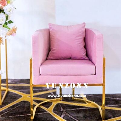 좋은 가격 금색 스테인레스 스틸과 색채가 돋보이는 벨벳 쿠션과 함께 현대식 단석 소파 의자 호텔 거실 식당 및 쇼핑몰 온라인으로