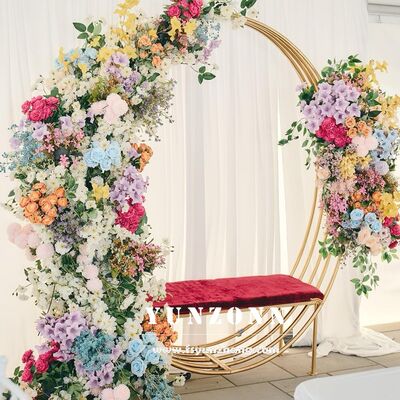 좋은 가격 골드 스테인리스 스틸 프레임 소파, 커플을 위한 원형 디자인, 웨딩 및 식사, 편안한 식탁 의자 온라인으로