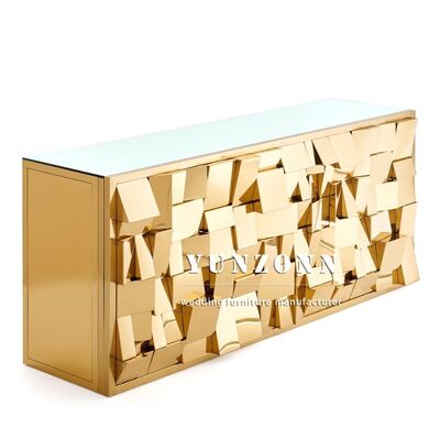 좋은 가격 현대 스테인레스 스틸 철 직사각형 바 테이블과 거울 유리 호텔 및 결혼식 이벤트에 대한 새로운 디자인 홈 클럽 바 카운터 온라인으로