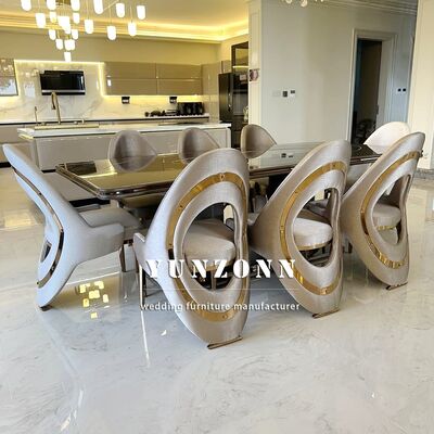 품질 럭셔리 골드 식탁 의자 노르딕 이탈리아 스타일 현대 가벼운 고급 스테인레스 스틸 다리 벨벳 / 가죽 식탁 의자 빌라 공장