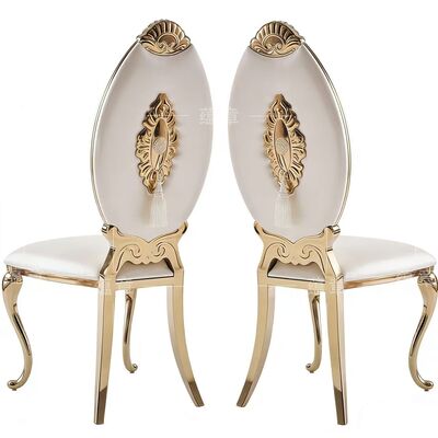 좋은 가격 가구 공장 직판 스테인리스 스틸 금도금 클래식 스타일 하이백 의자 (결혼식 및 연회용) 온라인으로
