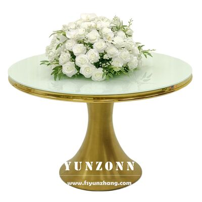 좋은 가격 신품 럭셔리 디자인 금 스테인리스 웨딩 둥근 식사 테이블 이벤트 사용 온라인으로