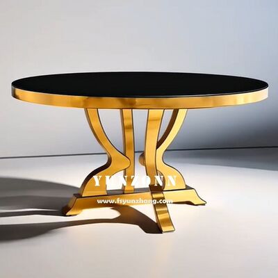 좋은 가격 새로운 스타일 스테인레스 스틸 둥근 식탁 금 이벤트 호텔 결혼식 테이블 온라인으로