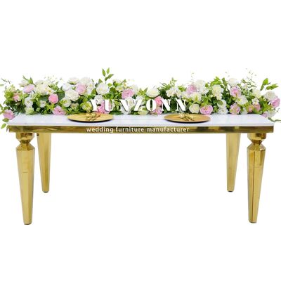 좋은 가격 현대의 직사각형 금색 베너스 식탁, 투명한 유리 상단과 스테인리스 스틸 프레임 온라인으로