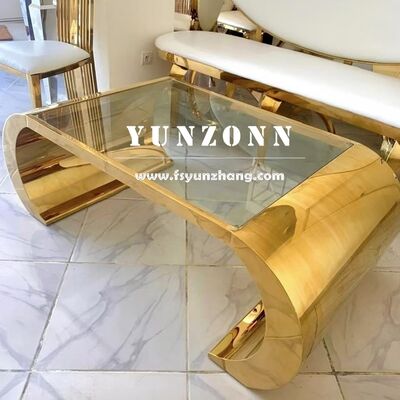 좋은 가격 거실용 타원형 커피 테이블, 스테인리스 스틸 골드 미러, 우아한 현대적 디자인 온라인으로