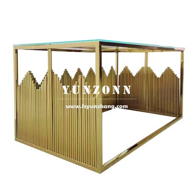 좋은 가격 신디자인 포산 호텔 웨딩 가구 금 스테인리스 스틸 신부와 신부 광장 식탁 온라인으로