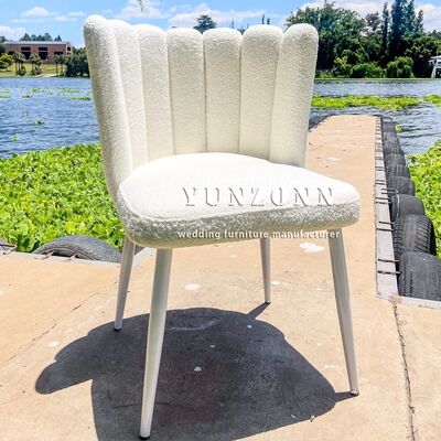 좋은 가격 호텔용 도매 화이트 테디 벨벳 라운지 체어 우아한 스테인리스 스틸 웨딩 이벤트 장식 온라인으로