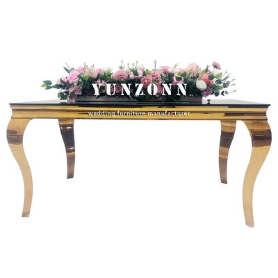 좋은 가격 유럽식 다이닝 테이블 세트 도매 모던 블랙 강화 유리와 스테인리스 스틸 연회 또는 호텔용 온라인으로