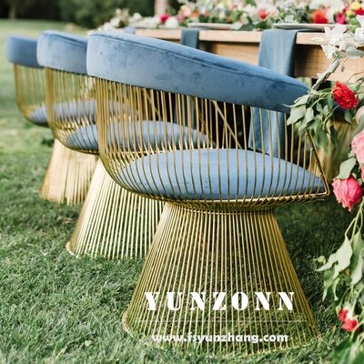 좋은 가격 편안한 직물 의자 노우보 와이어 벨벳 식탁 의자 금 스테인리스 스틸 프레임 온라인으로