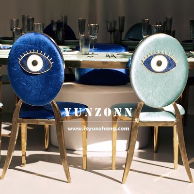 좋은 가격 현대 금 스테인레스 스틸 식탁 의자 호텔 웨딩 파티 침실 사용을위한 워싱턴 다채로운 잔치 의자 온라인으로