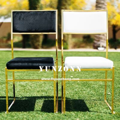 좋은 가격 저렴한 호텔 이벤트 파티 가구 PU/벨벳/패브릭 쿠션 골드 스테인리스 스틸 웨딩 다이닝 의자 온라인으로