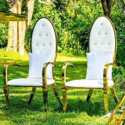 좋은 가격 현대 스테인레스 스틸 금속 왕좌 왕과 여왕 의자 결혼식 황후 의자 행사 대접식 호텔 온라인으로