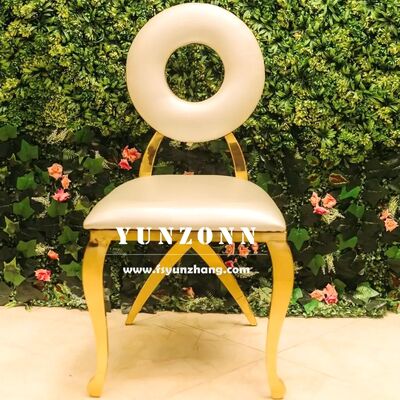 좋은 가격 고품질의 현대 금 식탁 의자 반지근 스틸로 둥근 뒷면 온라인으로