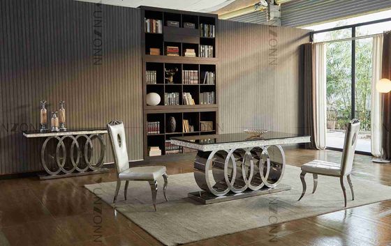 좋은 가격 무거운 기초 호화스러운 현대 식탁 검정 유리제 정상 식탁 L200xW100xH75cm 온라인으로