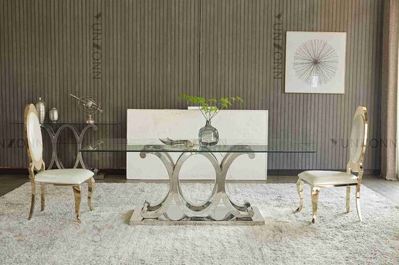 좋은 가격 이동할 수 있는 부드럽게 한 유리를 가진 현대 10 Seaters SS 식탁 온라인으로