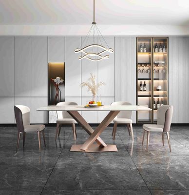 좋은 가격 보통 X 기초 호화스러운 현대 식탁 6 8 Seater 대리석 정상 스테인리스 구조 온라인으로